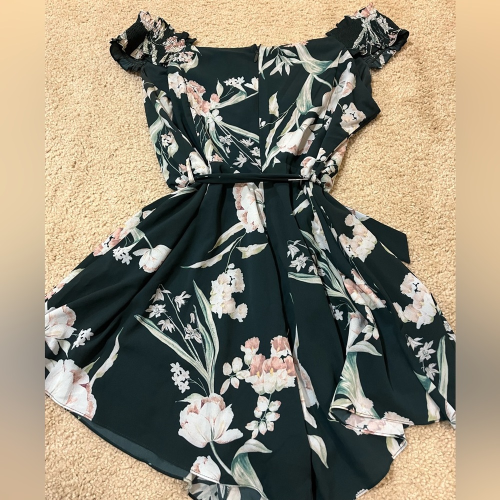 City Chic Romper - Size 16 Small - Green Lotus Flower Playsuit